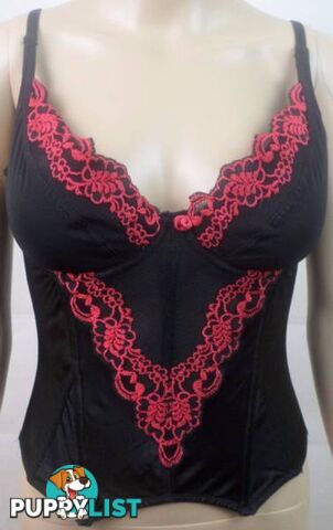 Authentic Bassoni Lingerie Red and Black Corset - Size 10DD