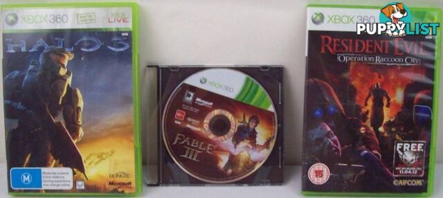 Xbox 360 Game - Halo 3 +Fable 3 + Resident Evil Operation Raccoon