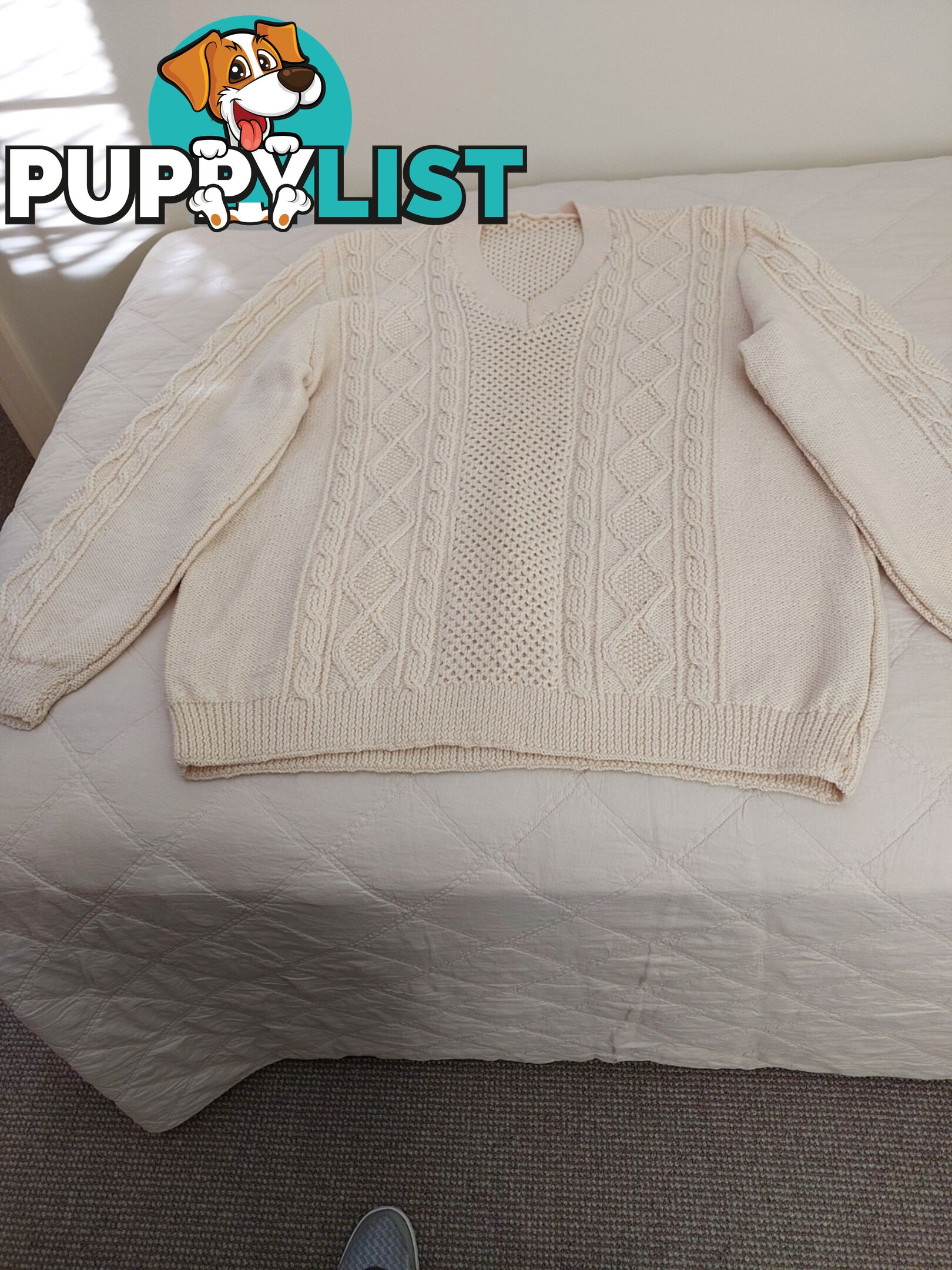 QUALITY HAND KNITTED BIG MEN'S WOOLLEN PATTERNED JUMPER – $80 CASH COLLECT IN MAROUBRA