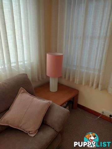 ATTRACTIVE ROSE COLOURED FABRIC COVERED LAMP SHADE ONLY -- $60 -- COLLECT IN MAROUBRA