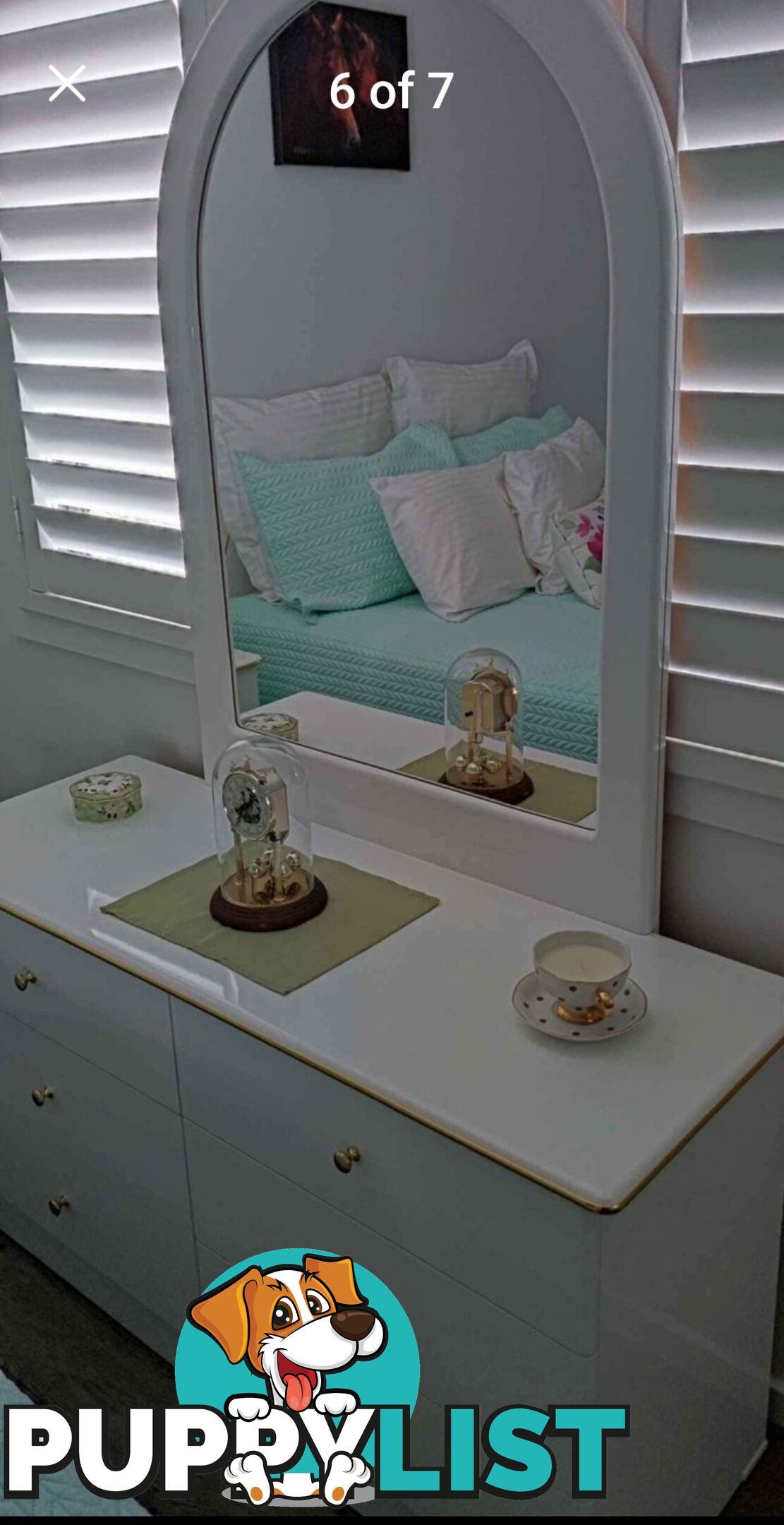 Bedroom Furniture 6 Draw Bedroom Chest With Mirror, 2 Bedside Tables, Queen Bedhead