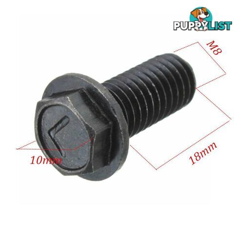 2-Saw Blade Bolt M8 x 18mm Left Hand Thread  ( Free Shipping ) Black Metal Hex Head Flange Carbon Steel (2 )