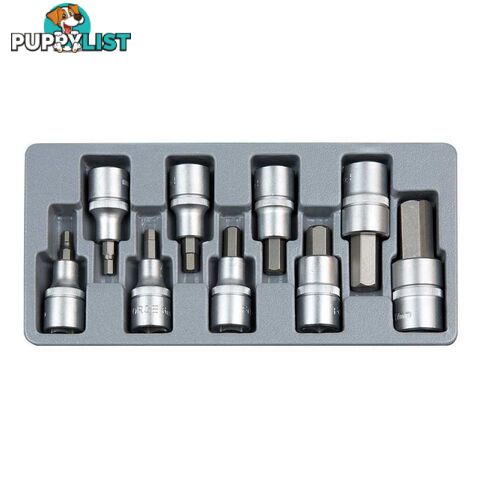 1/2; Hex socket bit set 10 pc Metric