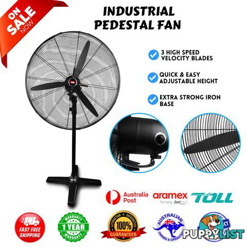 280W INDUSTRIAL PEDESTAL FAN 3 SPEED SETTING ADJUSTABLE POLE COOL AIR SUMMER HOT