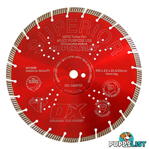 OX 16;(400MM) Superior Diamond Blade  Superfast Segmented