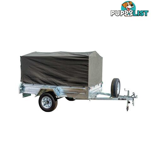 NEW GPT CAGED 7X5 600MM TRAILER COVER, GREEN/GREY WOVEN CANVAS