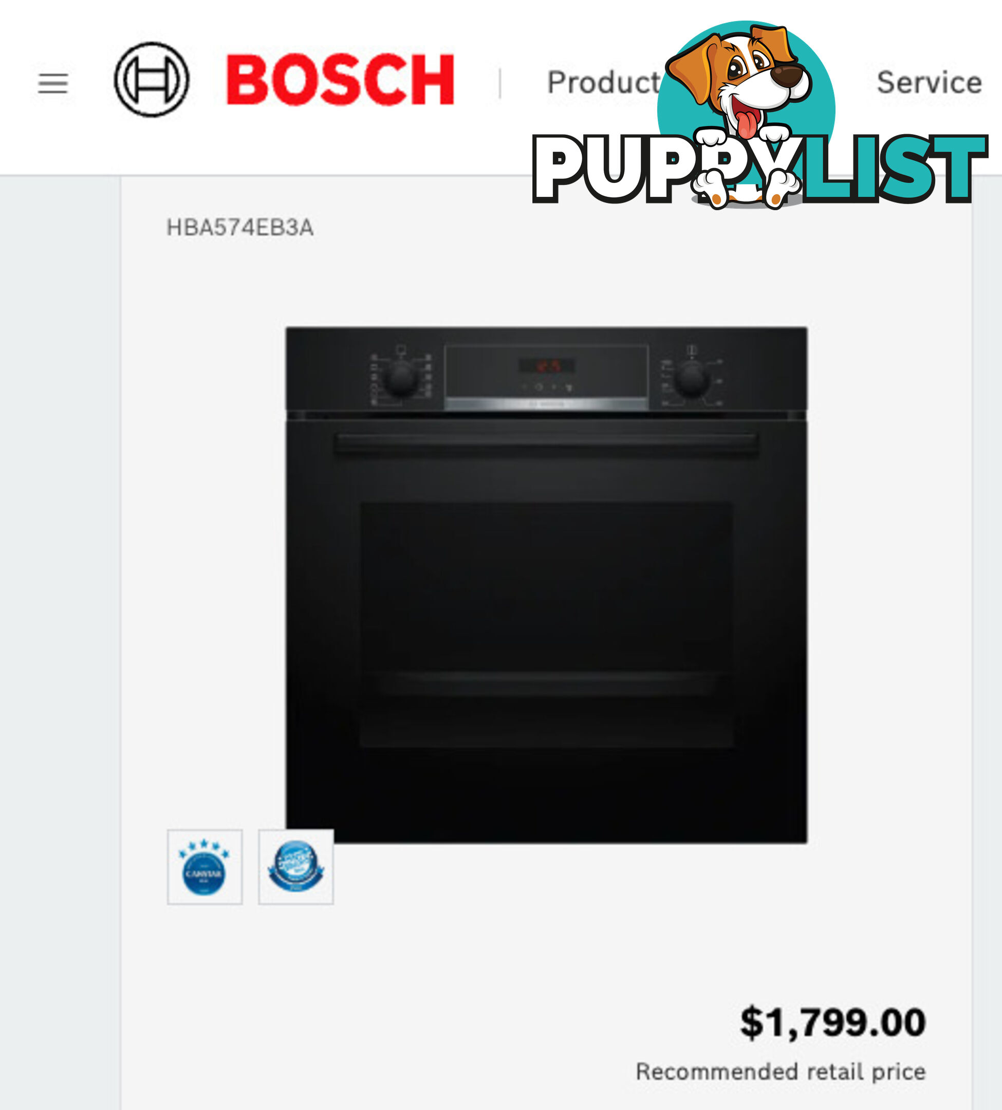 Bosch 60cm Series 4 Pyrolytic Black Oven **50% OFF RRP** (HBA574EB3A)