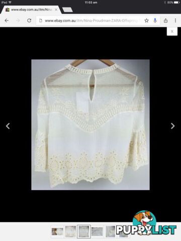 New Zara " Nina Proudman " Lace Bell Sleeve Blouse