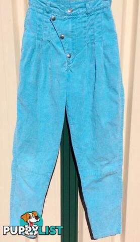 Ladies Aqua Fine Cord Jeans