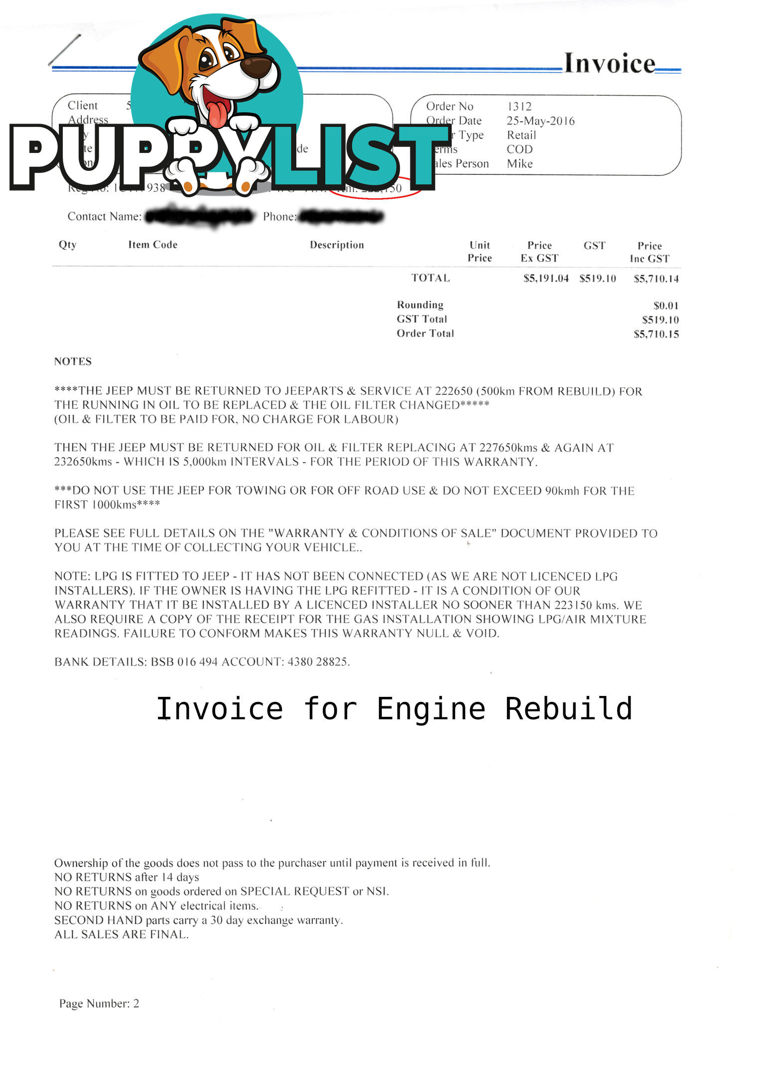 Rebuilt - 2002 JEEP GRAND CHEROKEE LAREDO (4x4) - 4.7L V8