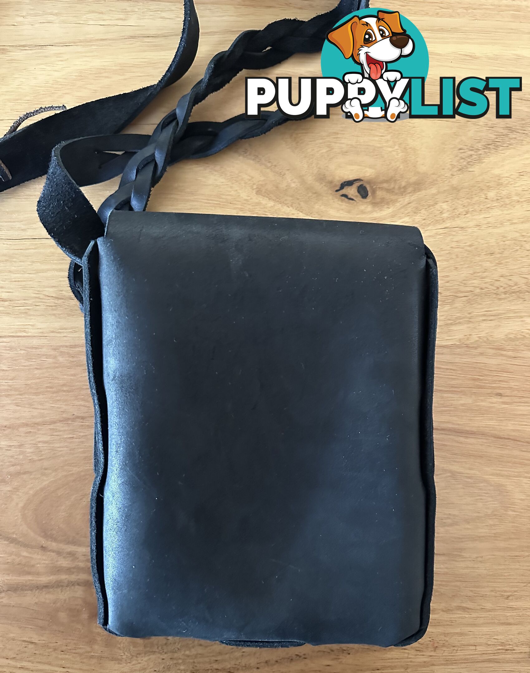 Hand crafted genuine leather black small shoulder bag