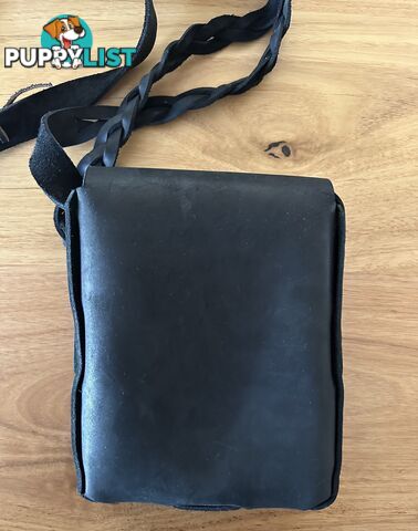 Hand crafted genuine leather black small shoulder bag