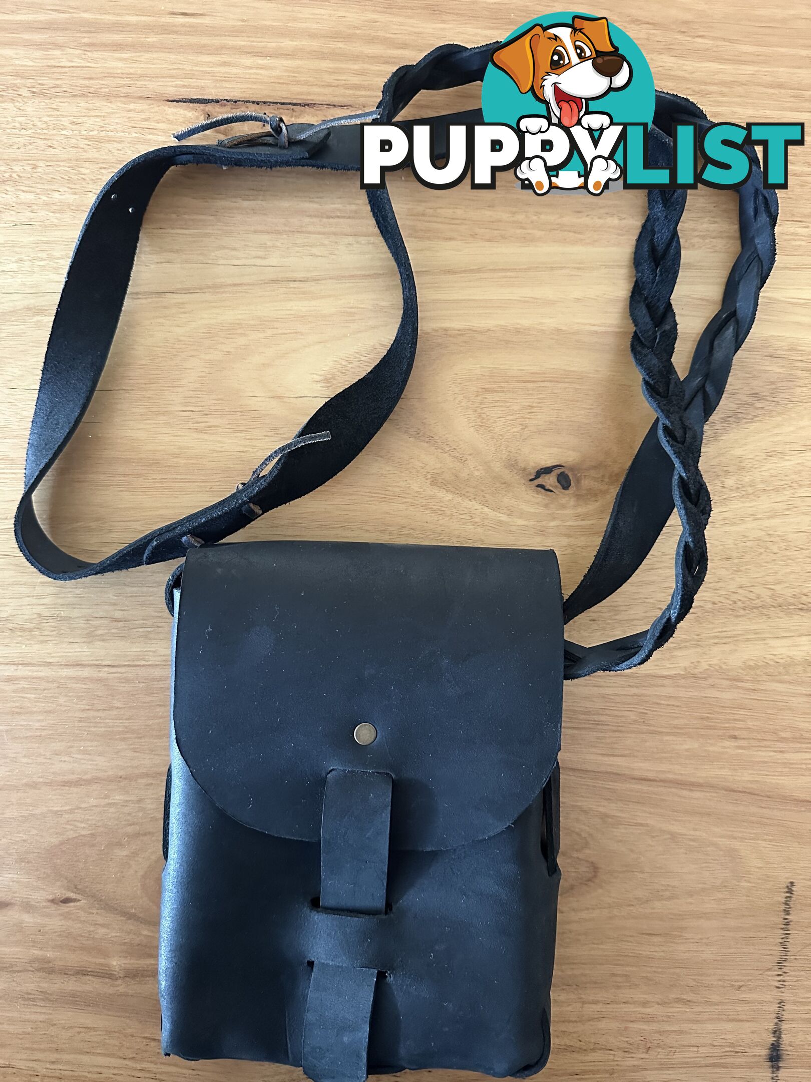 Hand crafted genuine leather black small shoulder bag