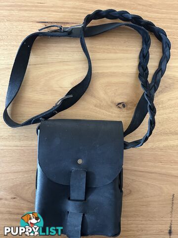 Hand crafted genuine leather black small shoulder bag