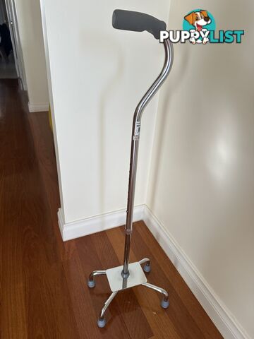 Walking Stick Quad Foot Adjustable Centred Base