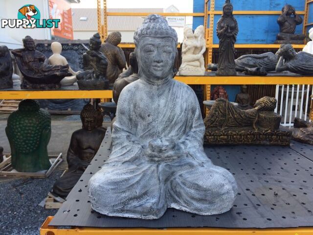 STATUE SITTING BUDDHA w/ CANDLE 50cm (GREY)