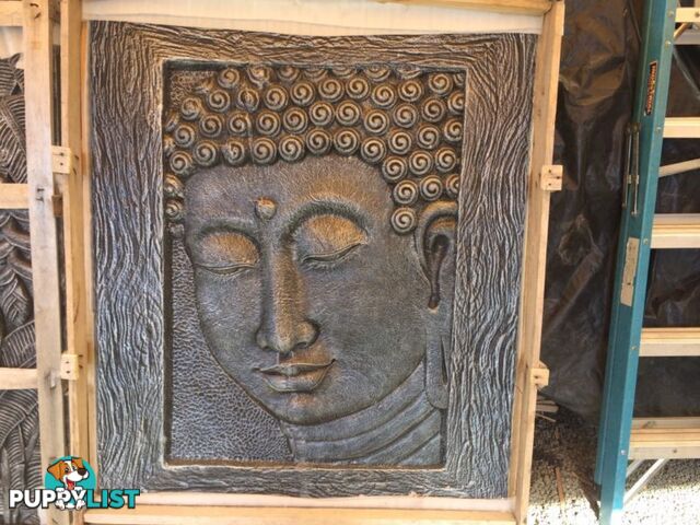 WALL PLAQUE BUDDHA FACE ON FRAME 120X100cm (BLK SILVER)