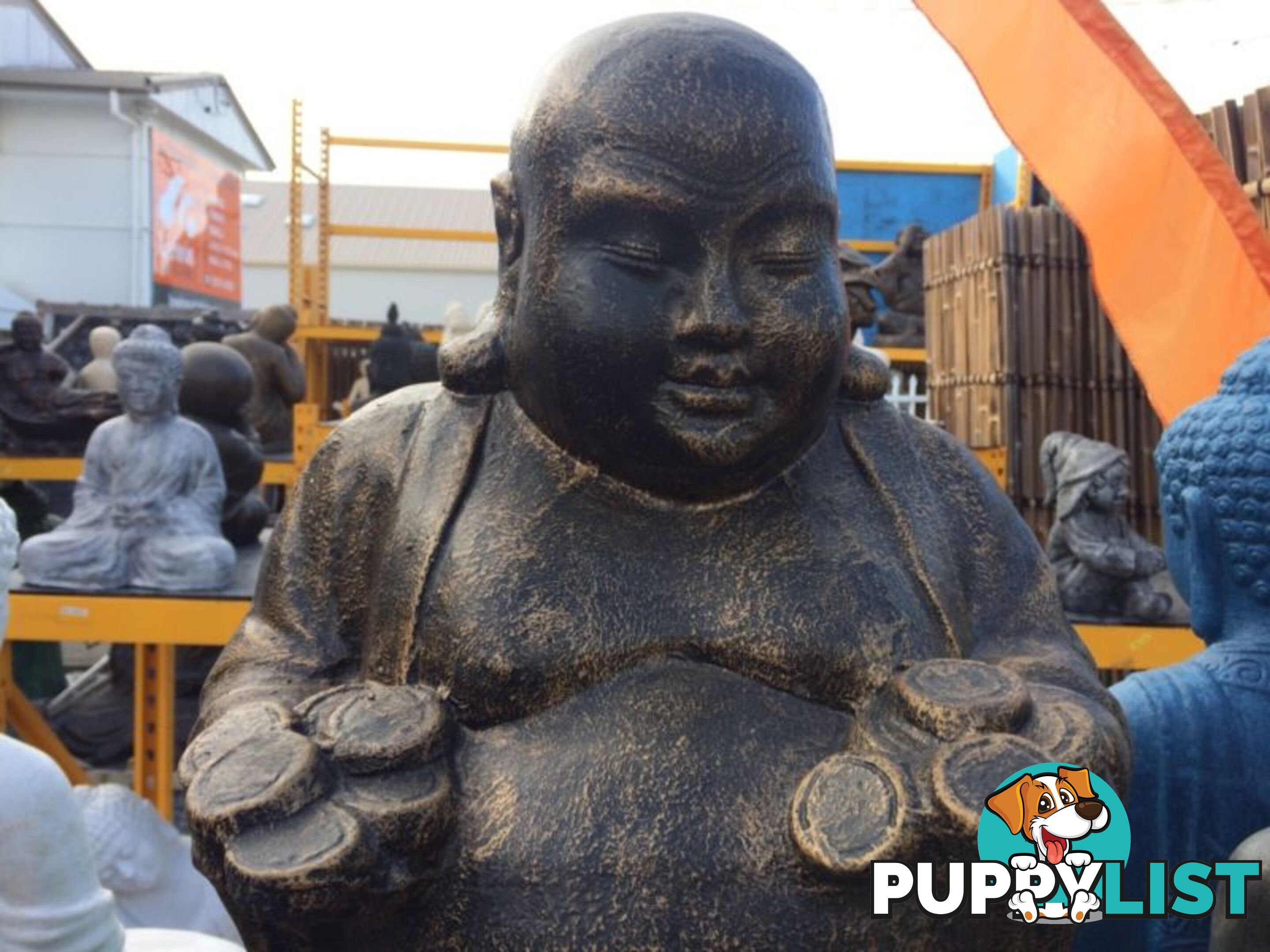 STANDING FAT MONK WITH COINS( BG)