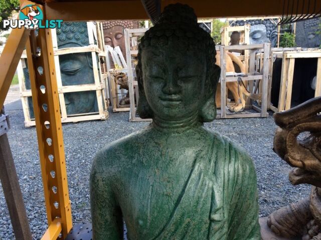 STATUE SITTING BUDDHA BOWL (2BLK RUSTIC/2GREEN RUSTIC)