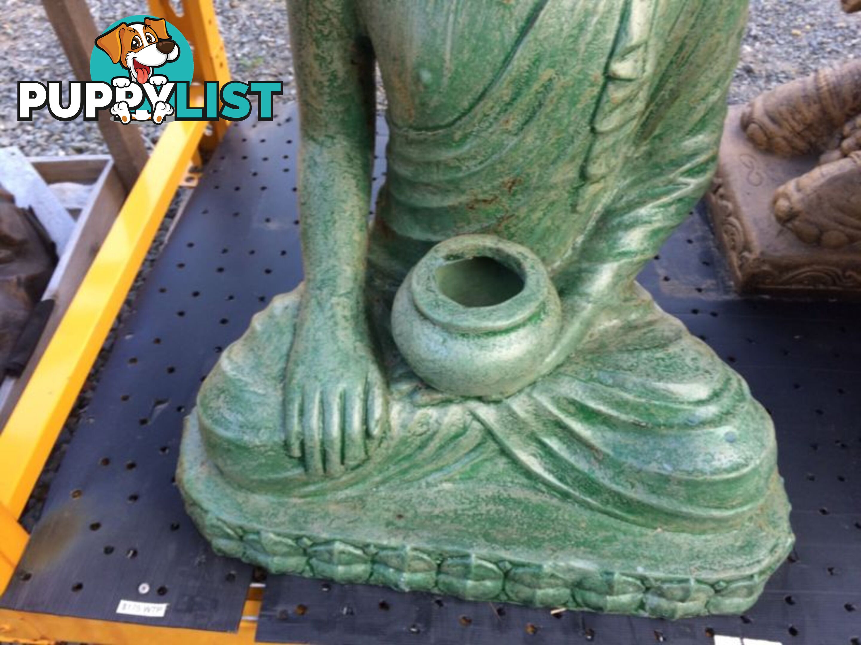 STATUE SITTING BUDDHA BOWL (2BLK RUSTIC/2GREEN RUSTIC)