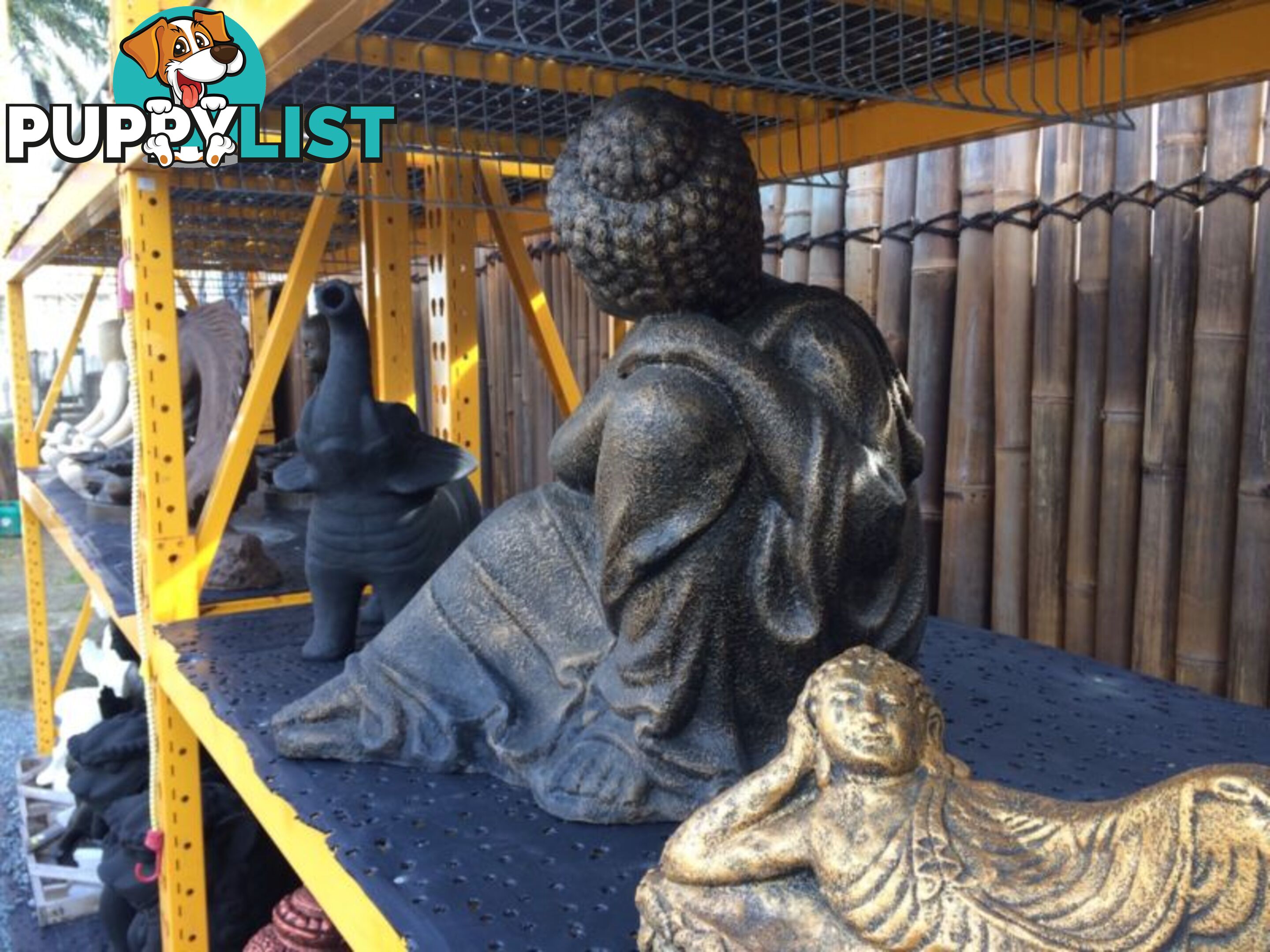 STATUE BUDDHA RESTING 70cm (BLK GOLD)