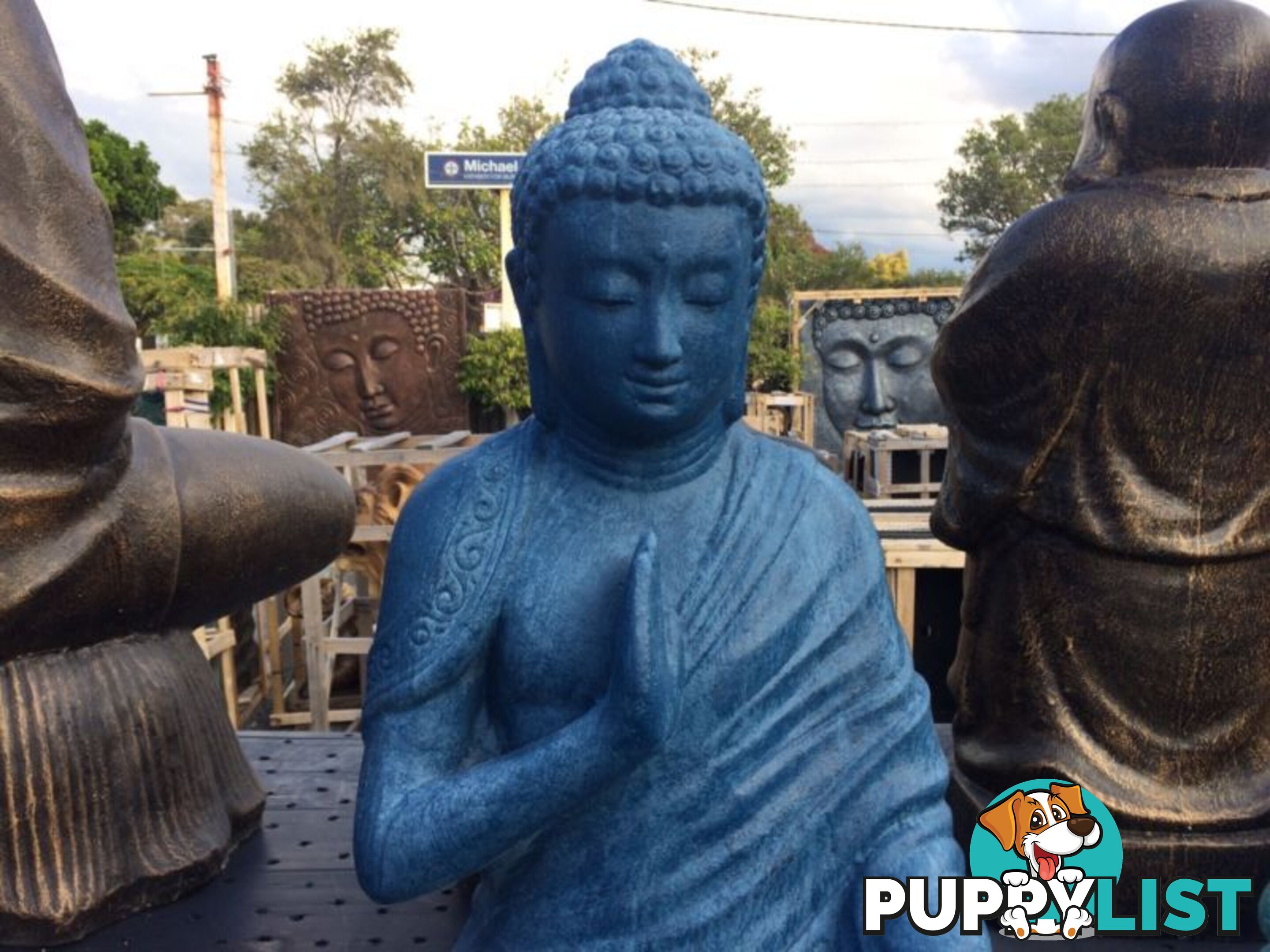 STATUE SITTING BUDDHA MEDITATION 60cm (BLUE)