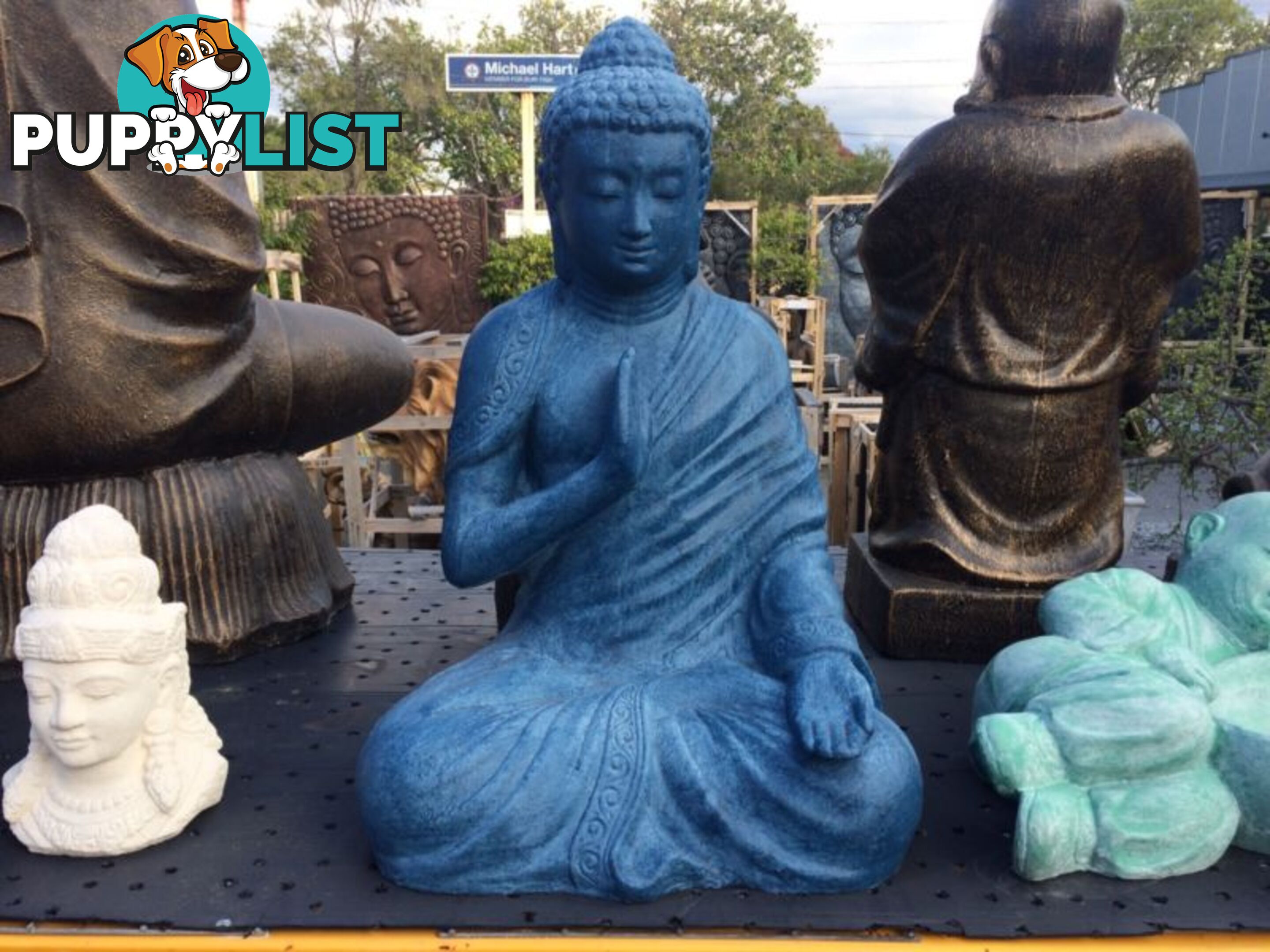 STATUE SITTING BUDDHA MEDITATION 60cm (BLUE)