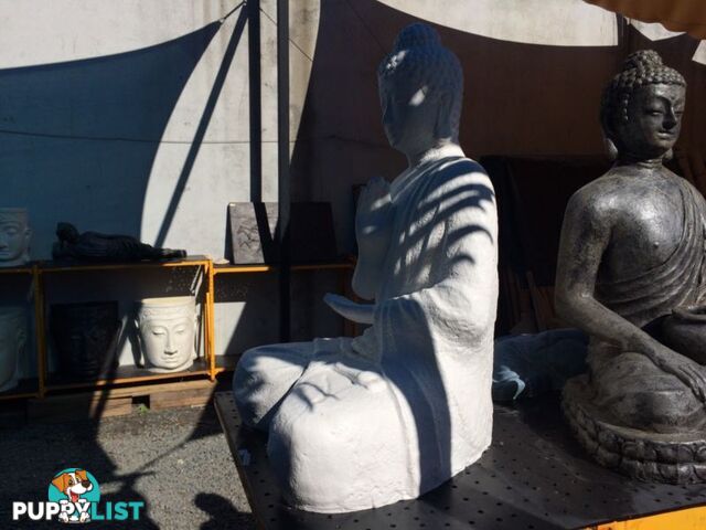 STATUE SITTING BUDDHA 90x63x50cm (WHITE)