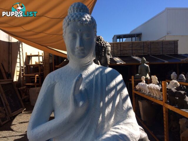 STATUE SITTING BUDDHA 90x63x50cm (WHITE)