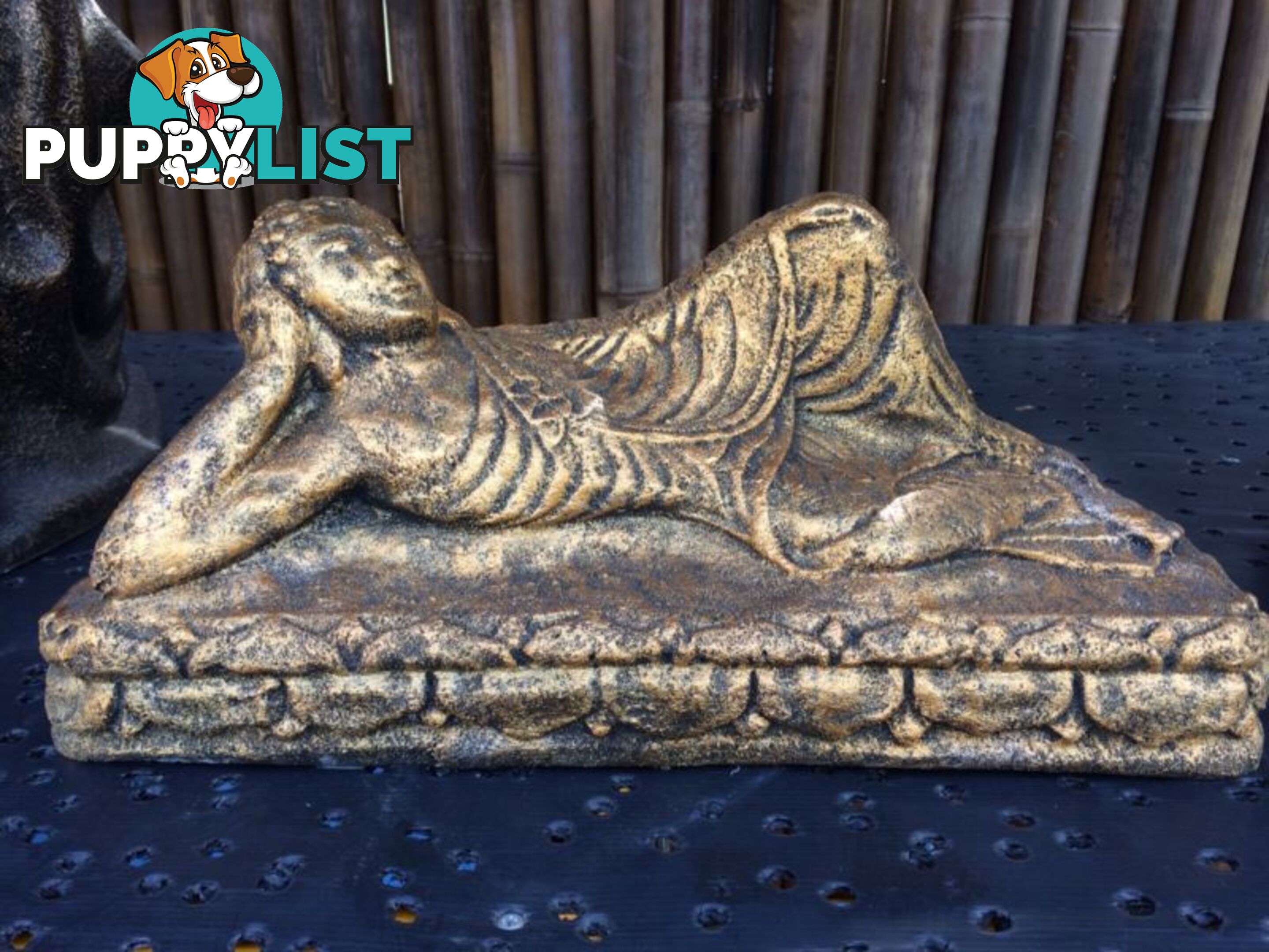 SLEEPING BUDDHA 50cm STATUE (BLK GOLD)