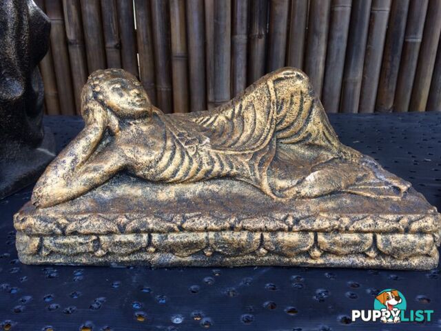 SLEEPING BUDDHA 50cm STATUE (BLK GOLD)