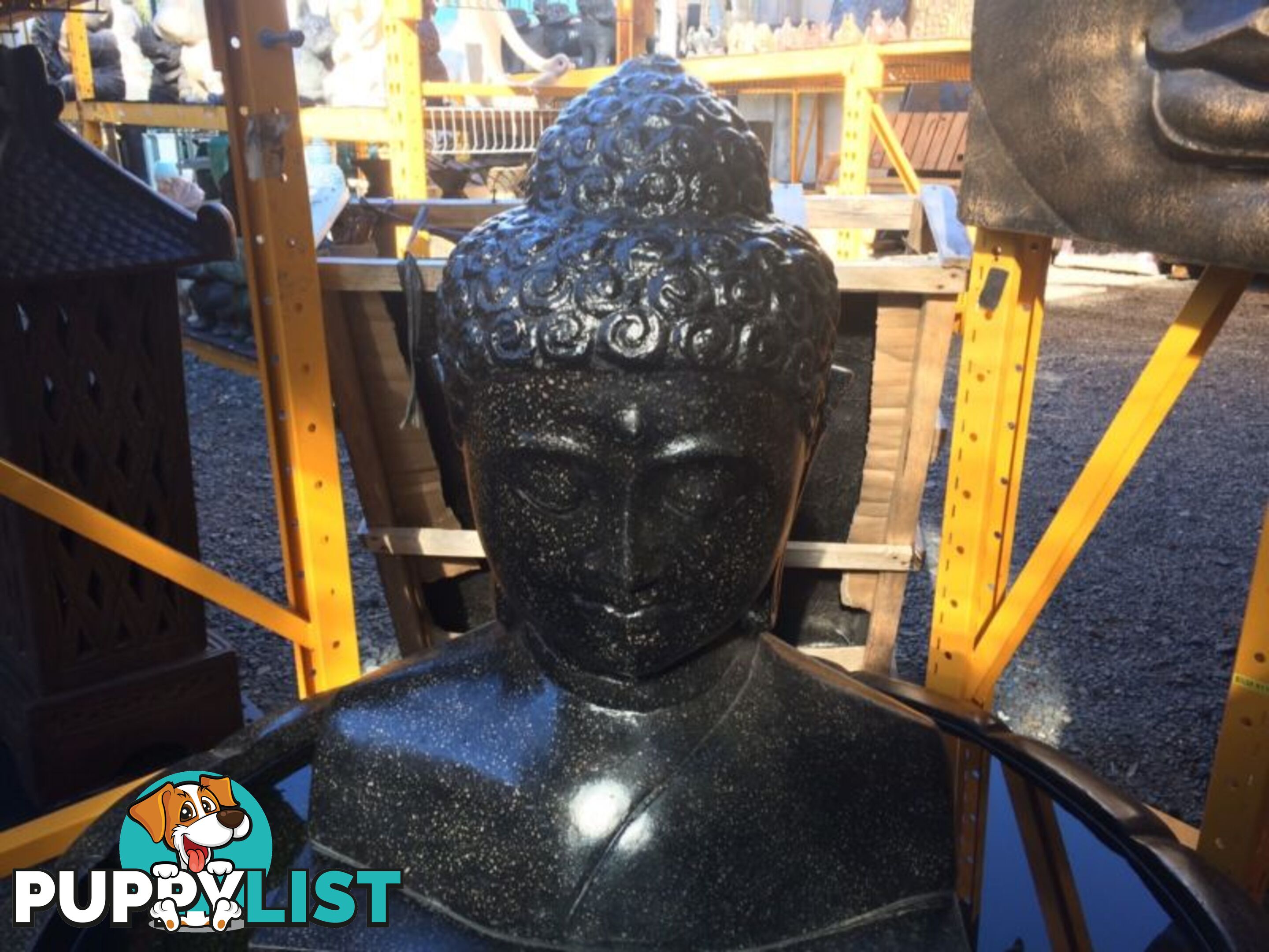 WF BUDDHA HEAD 65cm w/ STAND (BLACK)