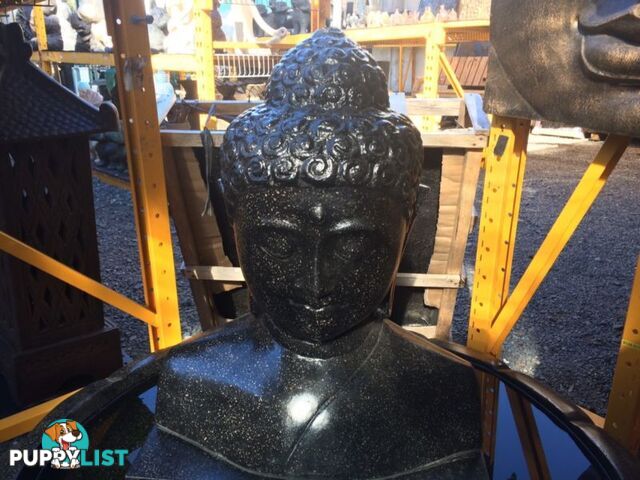 WF BUDDHA HEAD 65cm w/ STAND (BLACK)