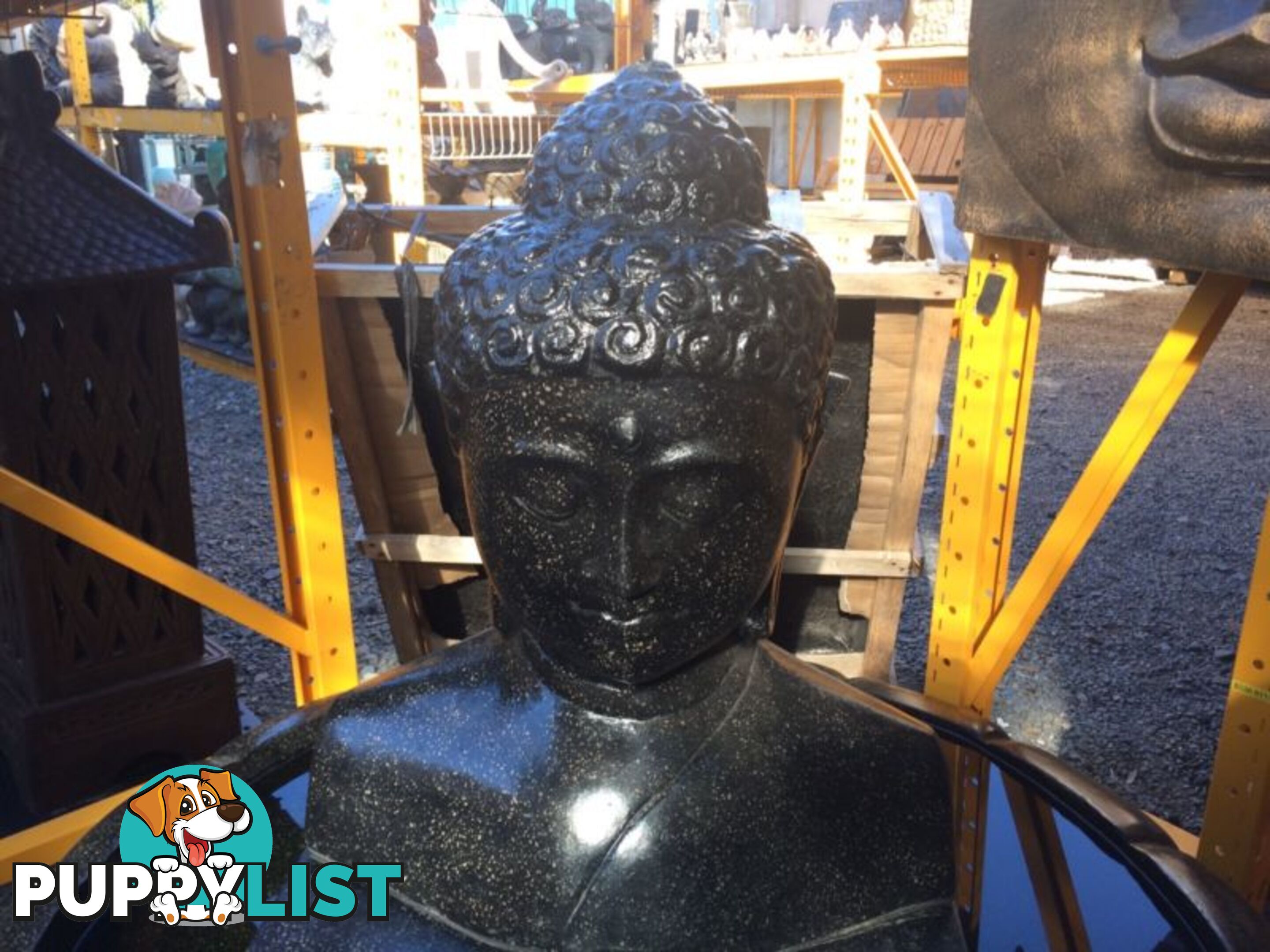 WF BUDDHA HEAD 65cm w/ STAND (BLACK)