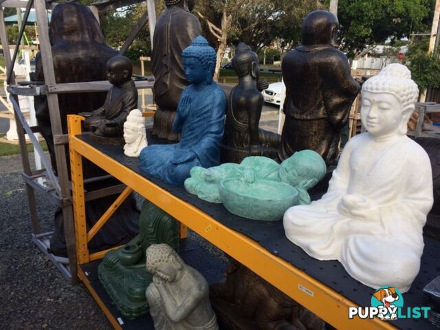 STATUE SLEEPING SHAOLIN w/ BOWL (GREEN WASHED)