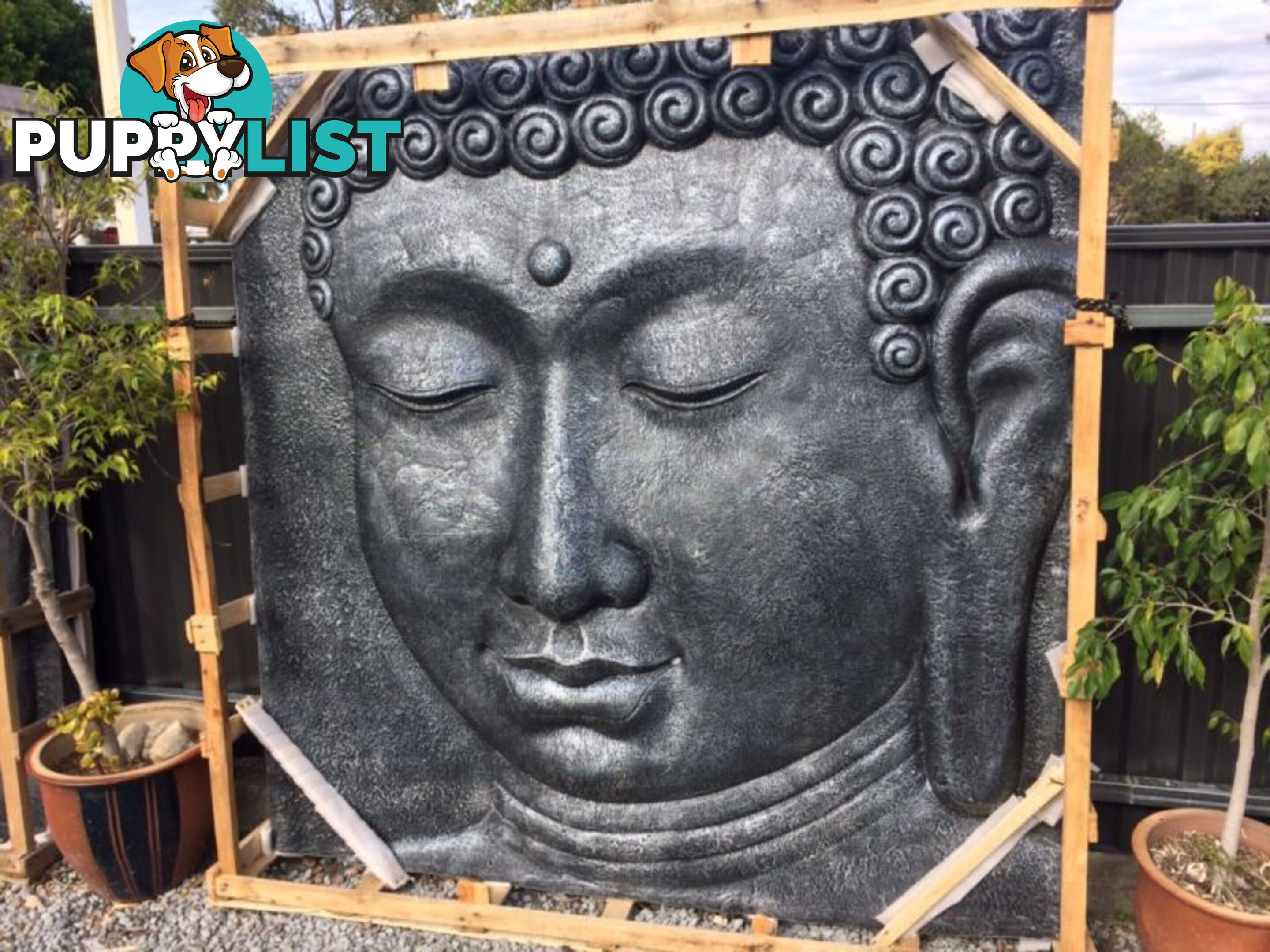 WALL PLAQUE BUDDHA FACE 200cm (BLK SILVER)