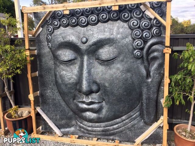 WALL PLAQUE BUDDHA FACE 200cm (BLK SILVER)