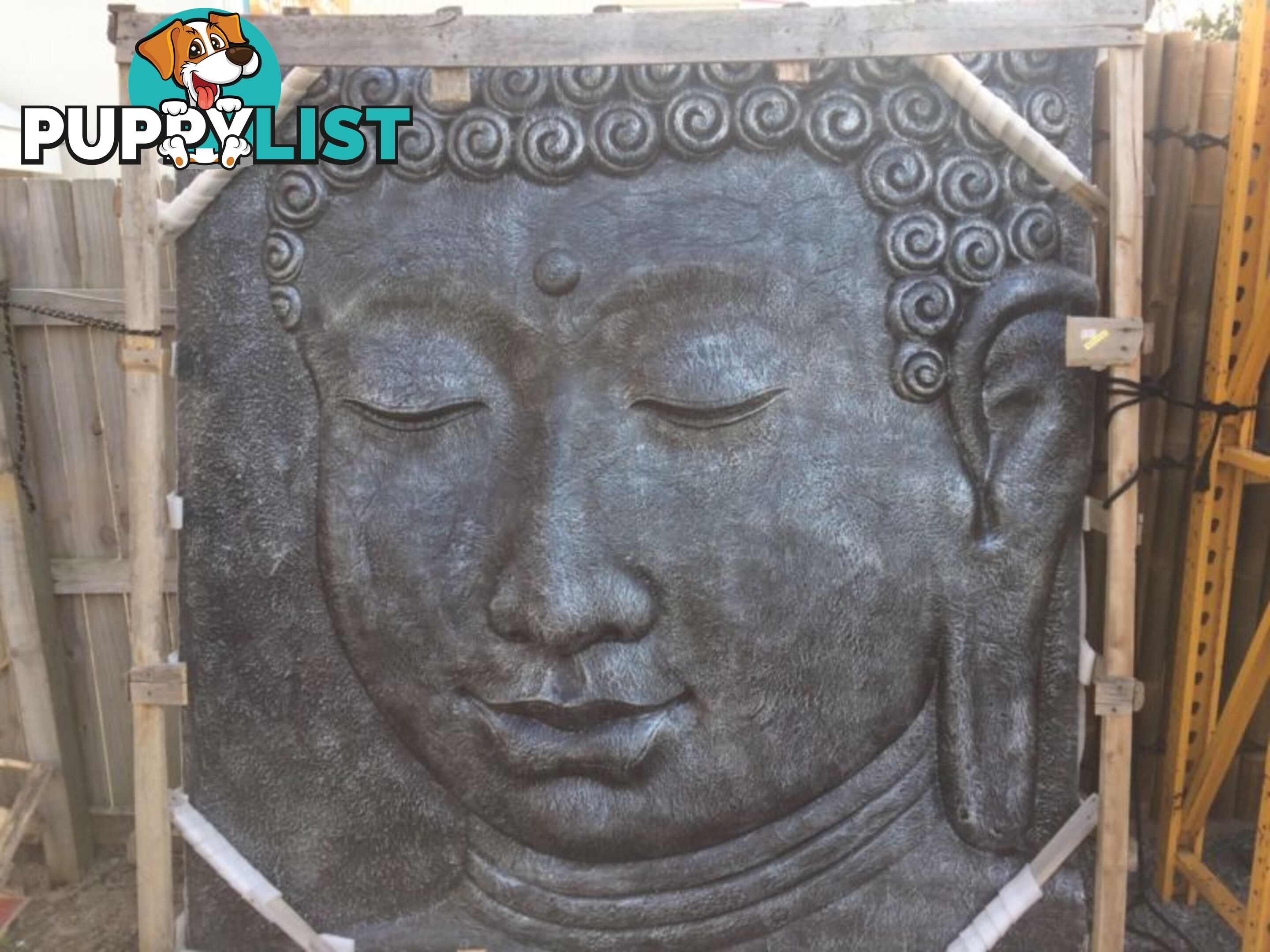 WALL PLAQUE BUDDHA FACE 200cm (BLK SILVER)