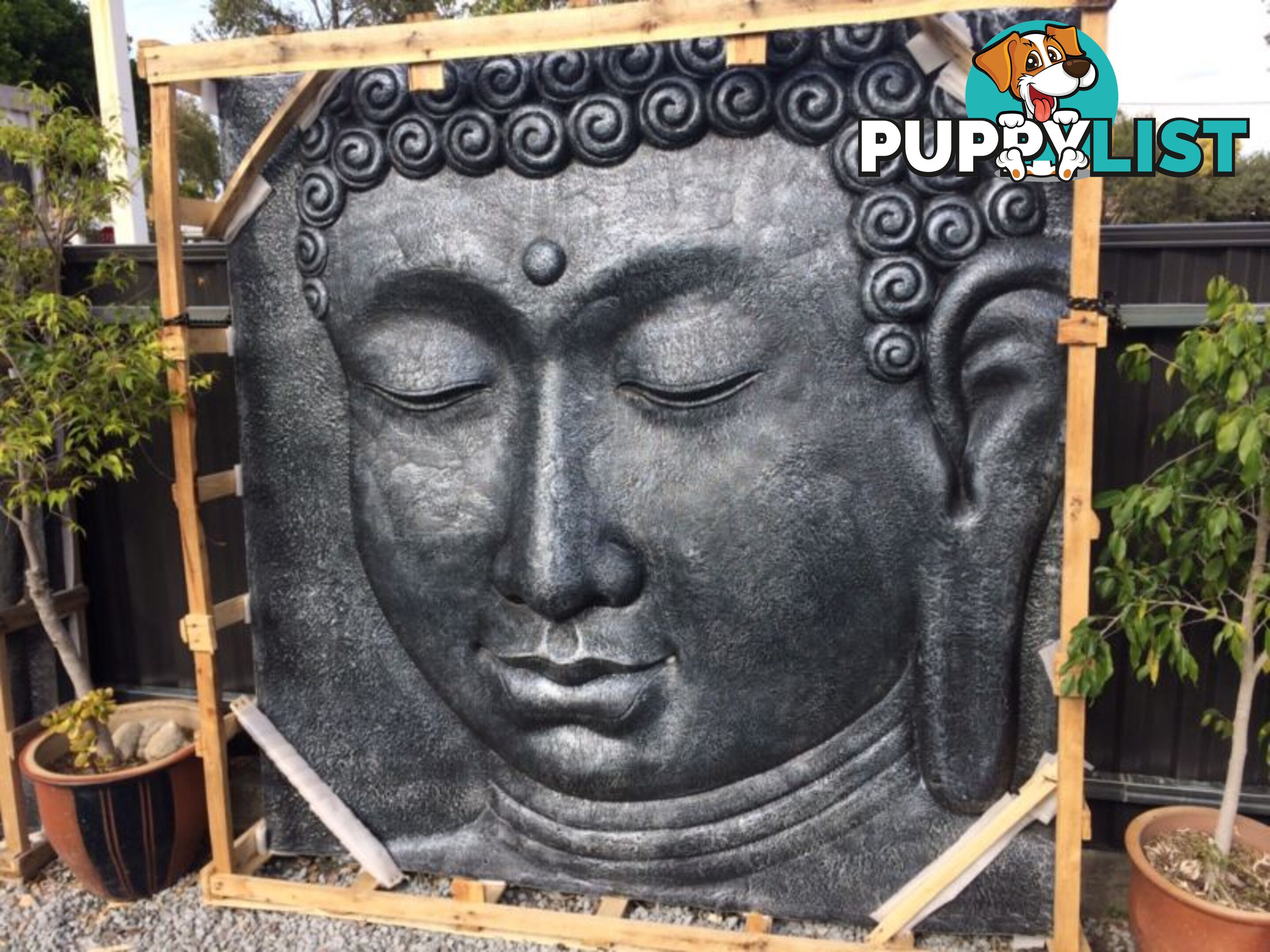 WALL PLAQUE BUDDHA FACE 200cm (BLK SILVER)