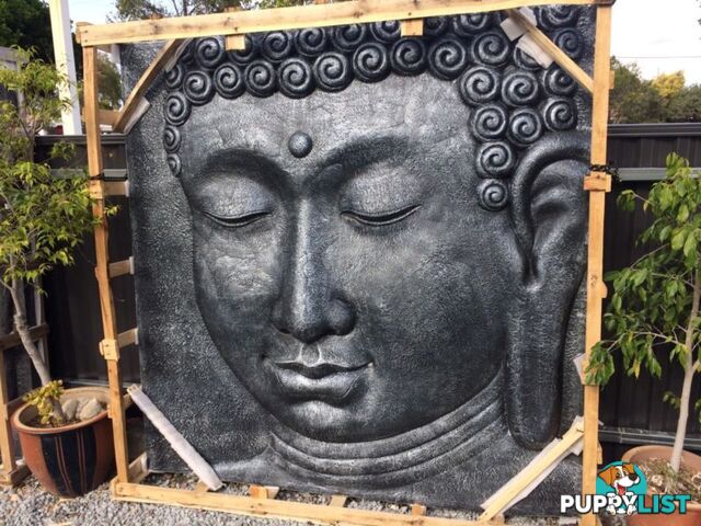 WALL PLAQUE BUDDHA FACE 200cm (BLK SILVER)