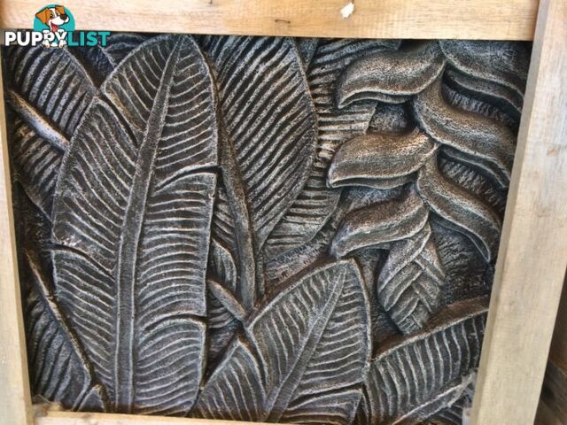 WALL PLAQUE BANANA LEAF 146x60x7cm (BLK SILVER)