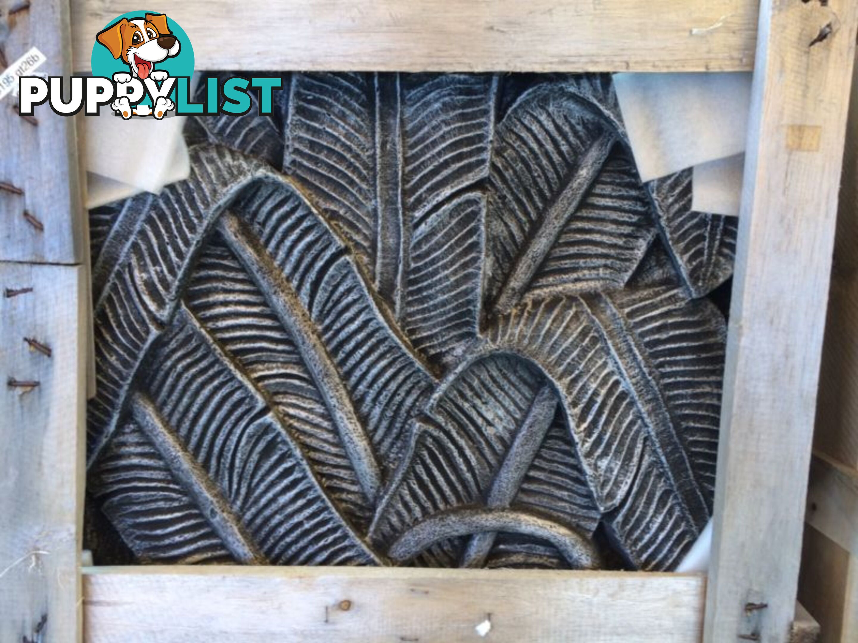 WALL PLAQUE BANANA LEAF 146x60x7cm (BLK SILVER)