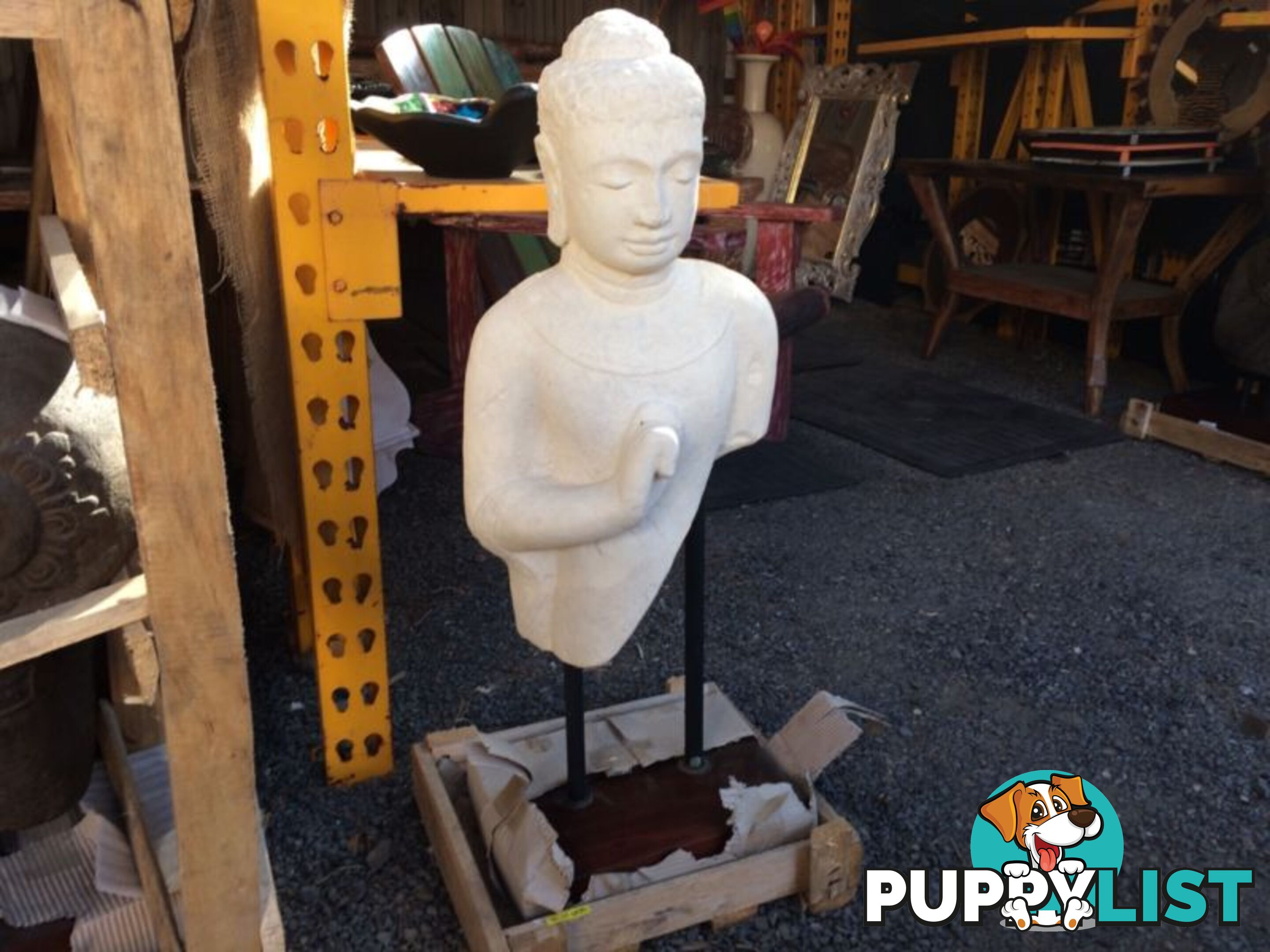 STATUE STONE BUST ON STAND 90cm (WHITE)