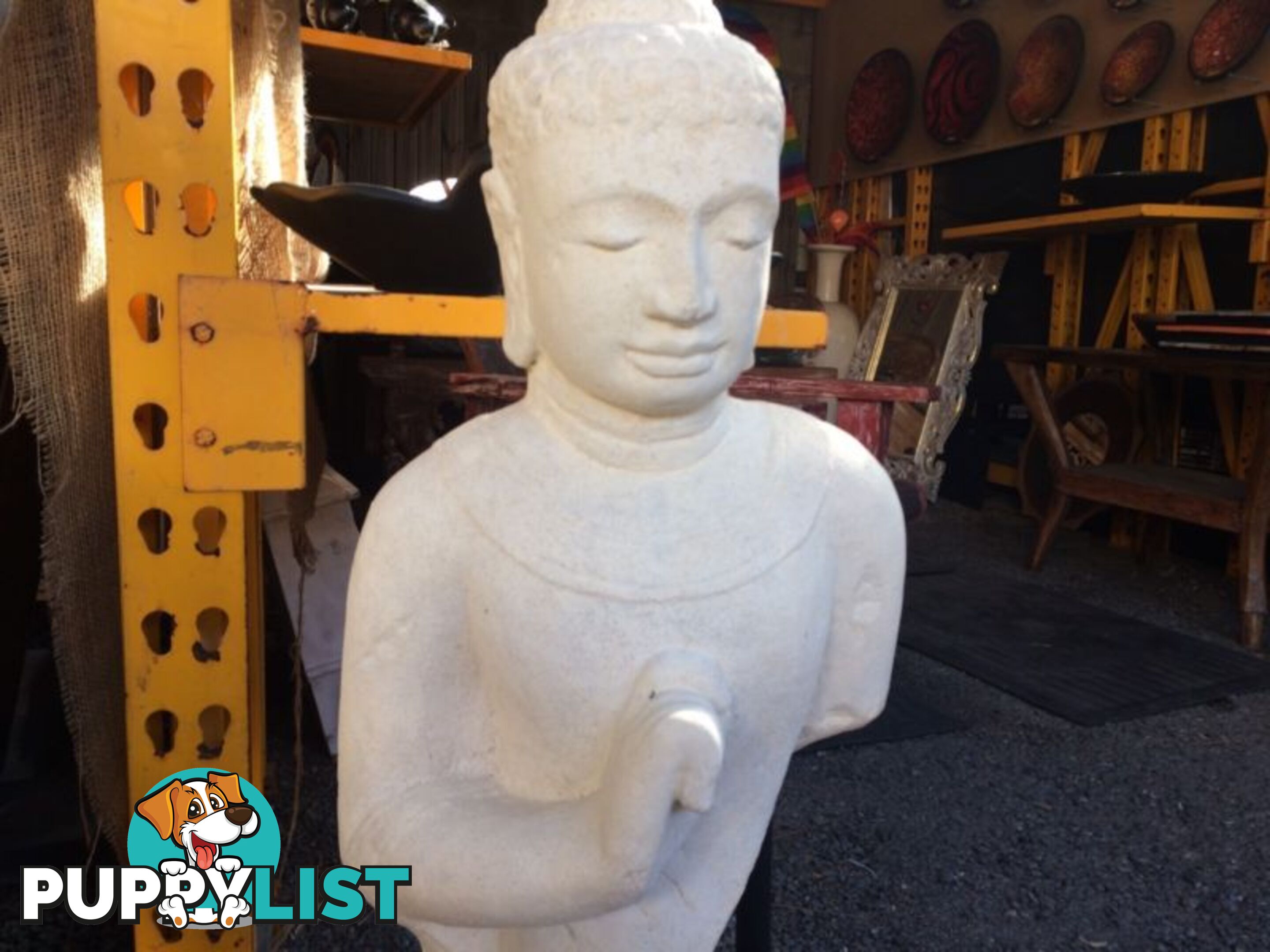 STATUE STONE BUST ON STAND 90cm (WHITE)