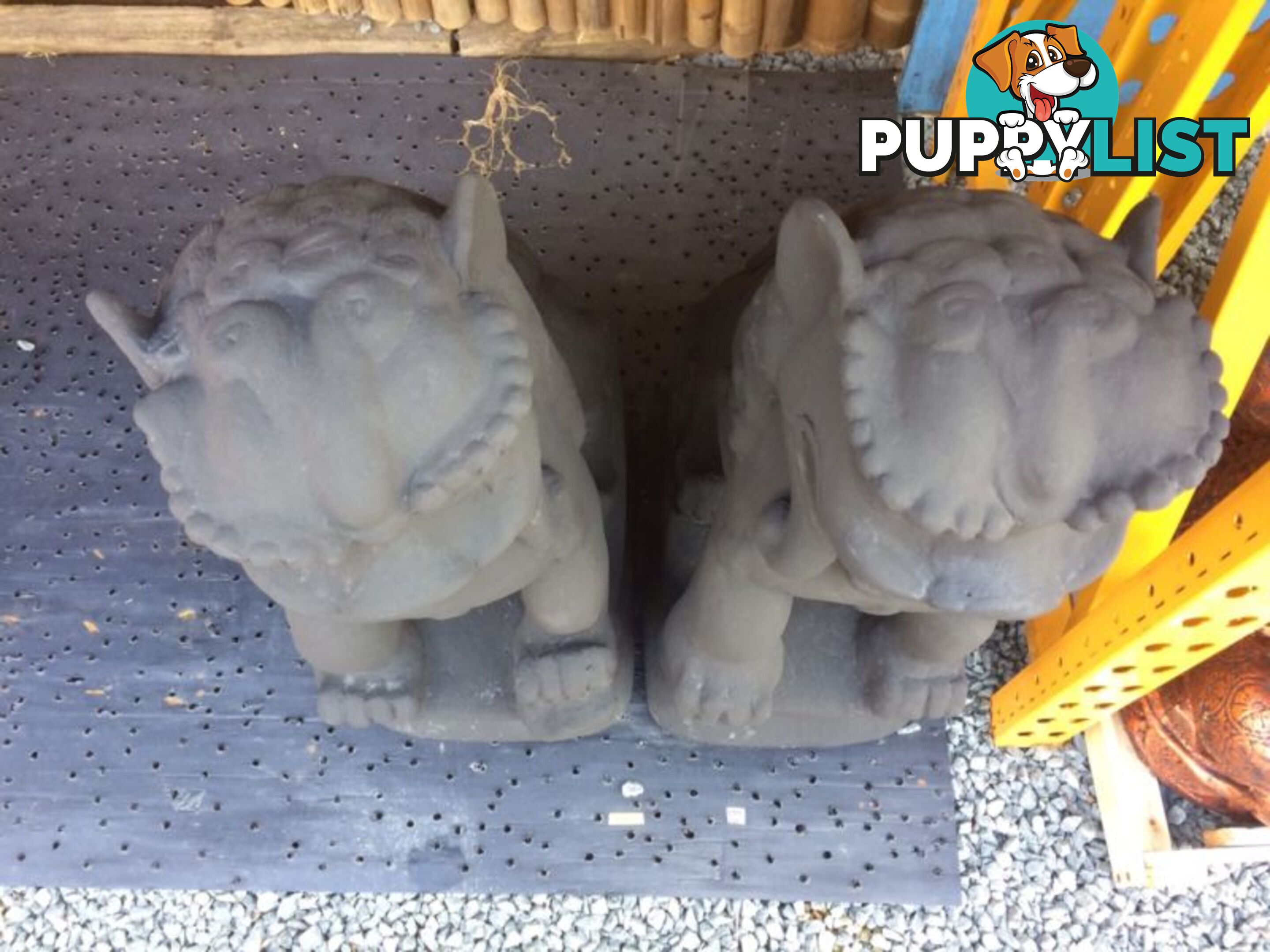 STATUE ANIMAL SET OF 2 FOO LIONS 85x55x35cm (BLACK)