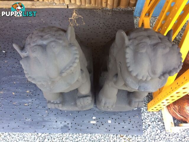 STATUE ANIMAL SET OF 2 FOO LIONS 85x55x35cm (BLACK)