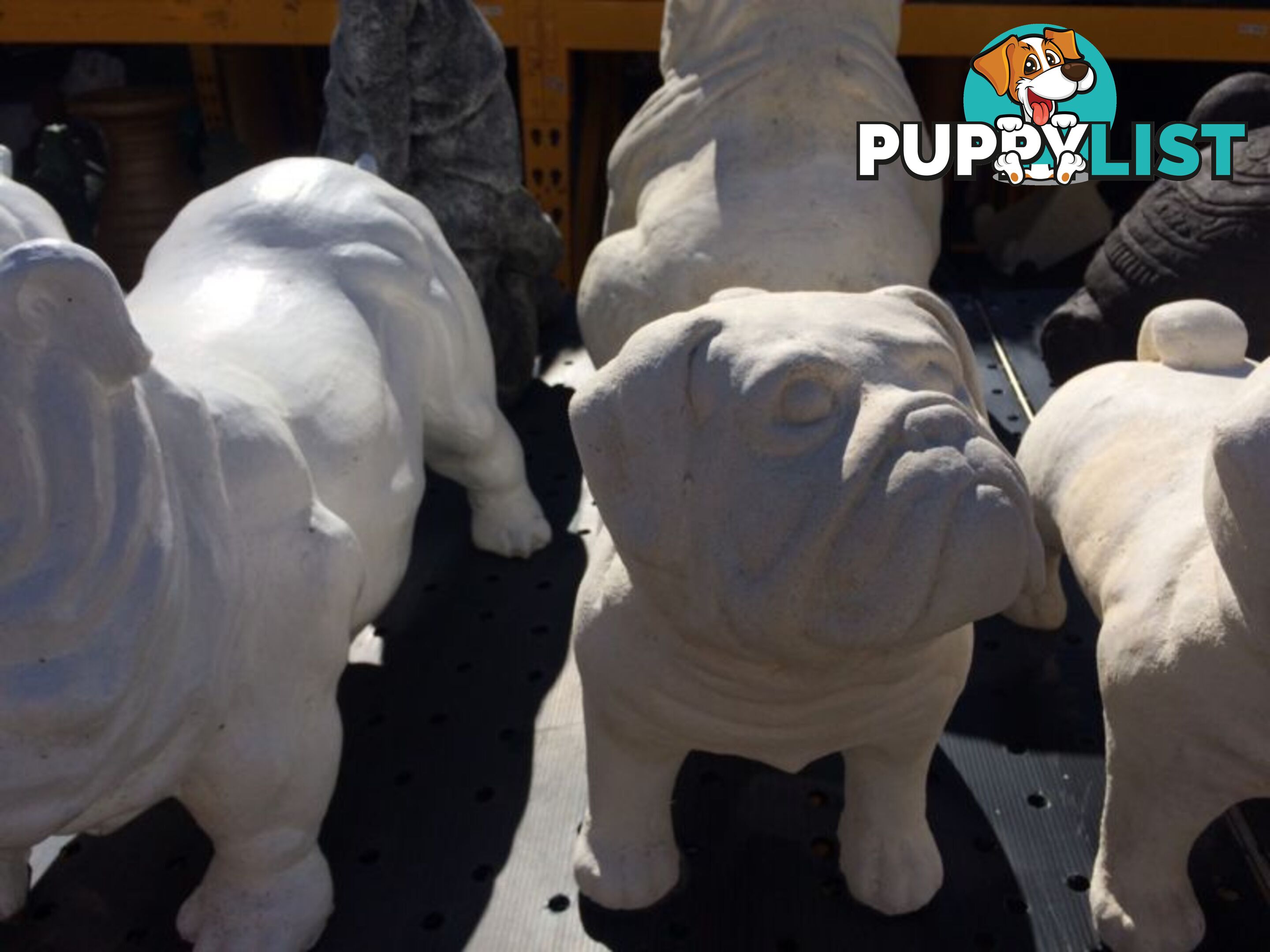 STATUE ANIMAL STANDING BULLDOG 30cm (CREAM)