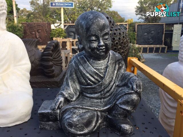 STATUE SITTING SHAOLIN 40x35x20cmÂ (BLK SILVER)