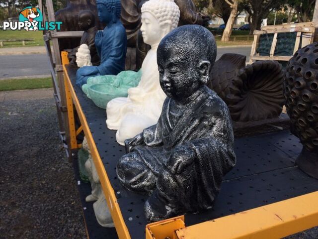 STATUE SITTING SHAOLIN 40x35x20cmÂ (BLK SILVER)