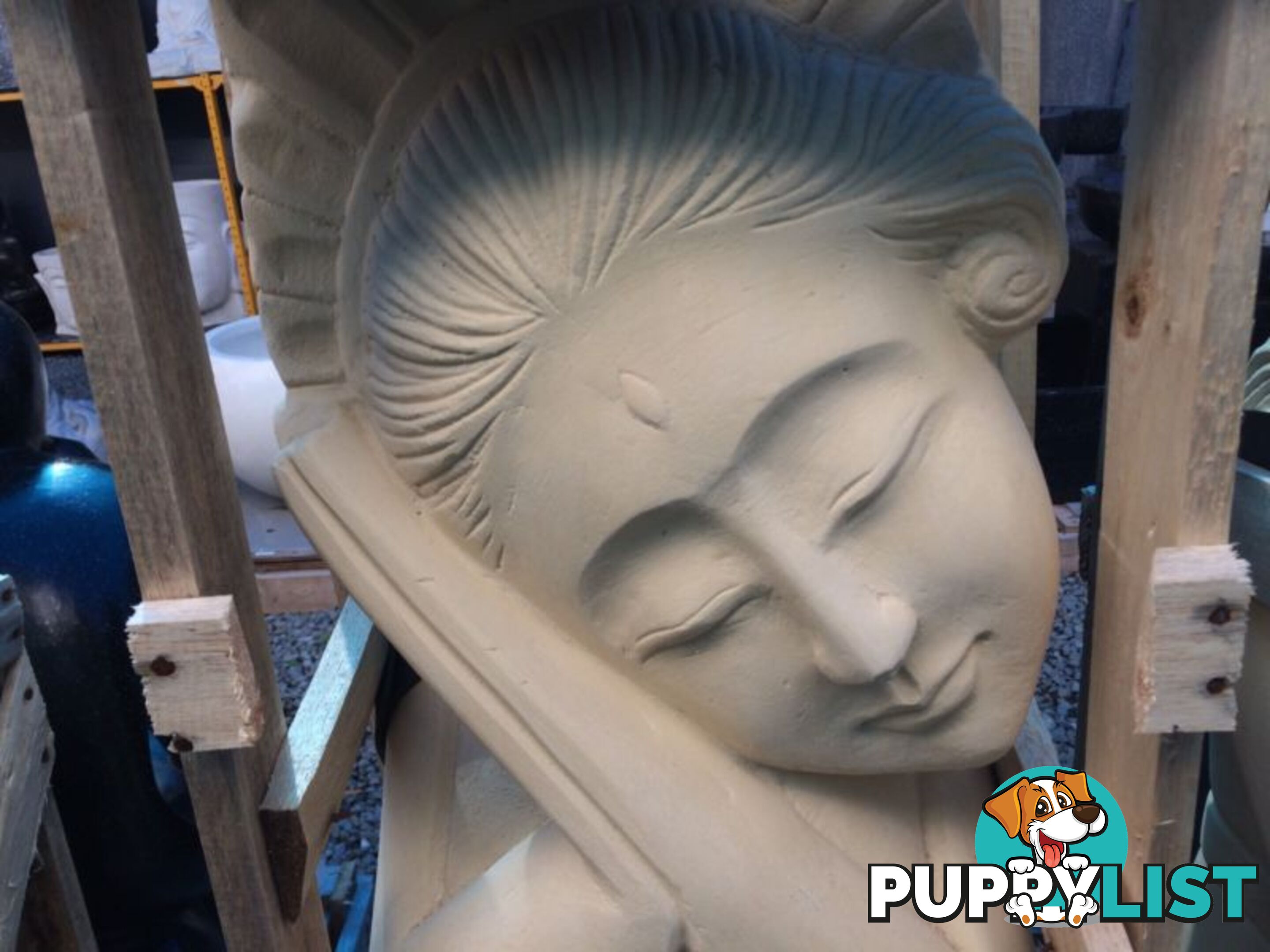 STATUE LAZY A PAIR OF BALINESE LADY 100x30x30cm (CREAM)